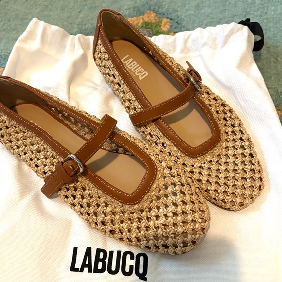 Labucq Lido Mary Jane ballet flats in natural rafia - Picture 5 of 9